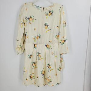 BAND OF OUTSIDERS womens 1/S/4 Girl ivory floral pleated skirt  silk dress